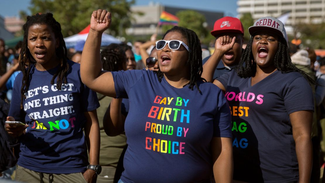 Members of South Africa's LGBTQ community take part in the annual Gay Pride Parade in Durban.