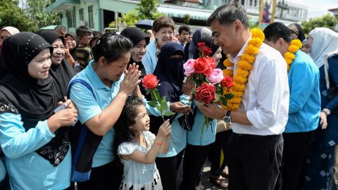 Former Thai prime minister and Democratic Party leader Abhisit Vejjajiva during a campaign rally in Narathiwat on March 2, 2019.