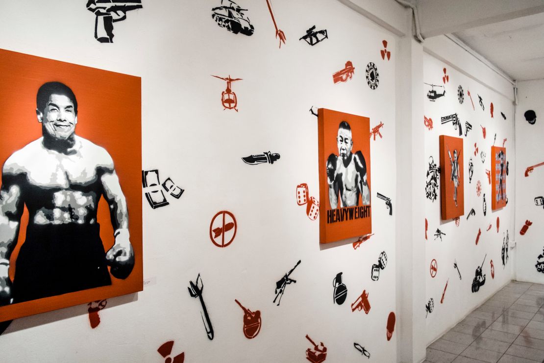 Artworks at Headache Stencil's Bangkok exhibition "Thailand Casino."