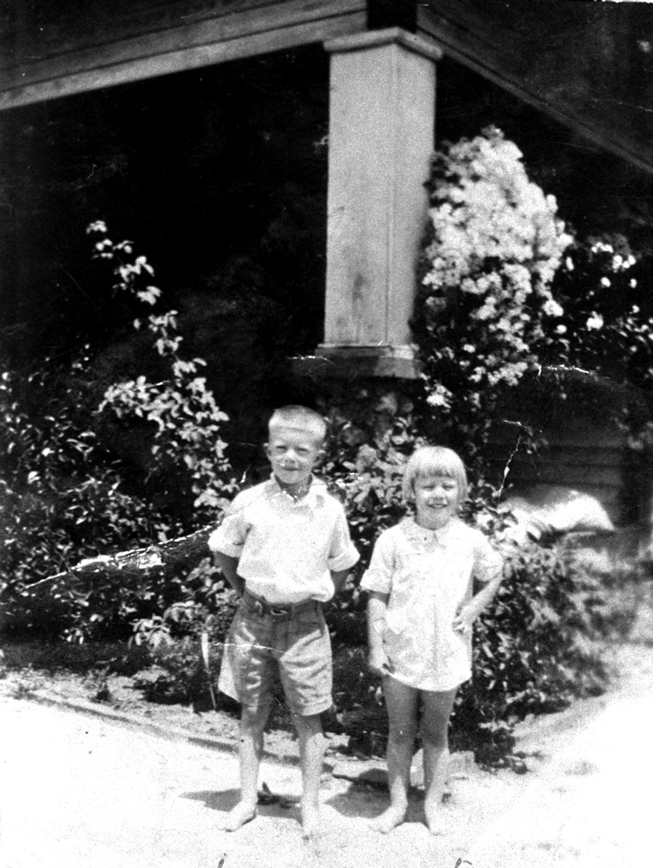 Carter, 6, poses with his sister Gloria in their hometown of Plains, Georgia, in 1931.