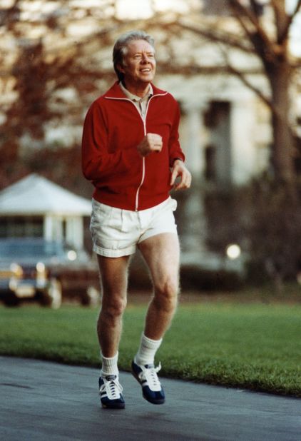 Carter jogs on the South Lawn of the White House in December 1978.