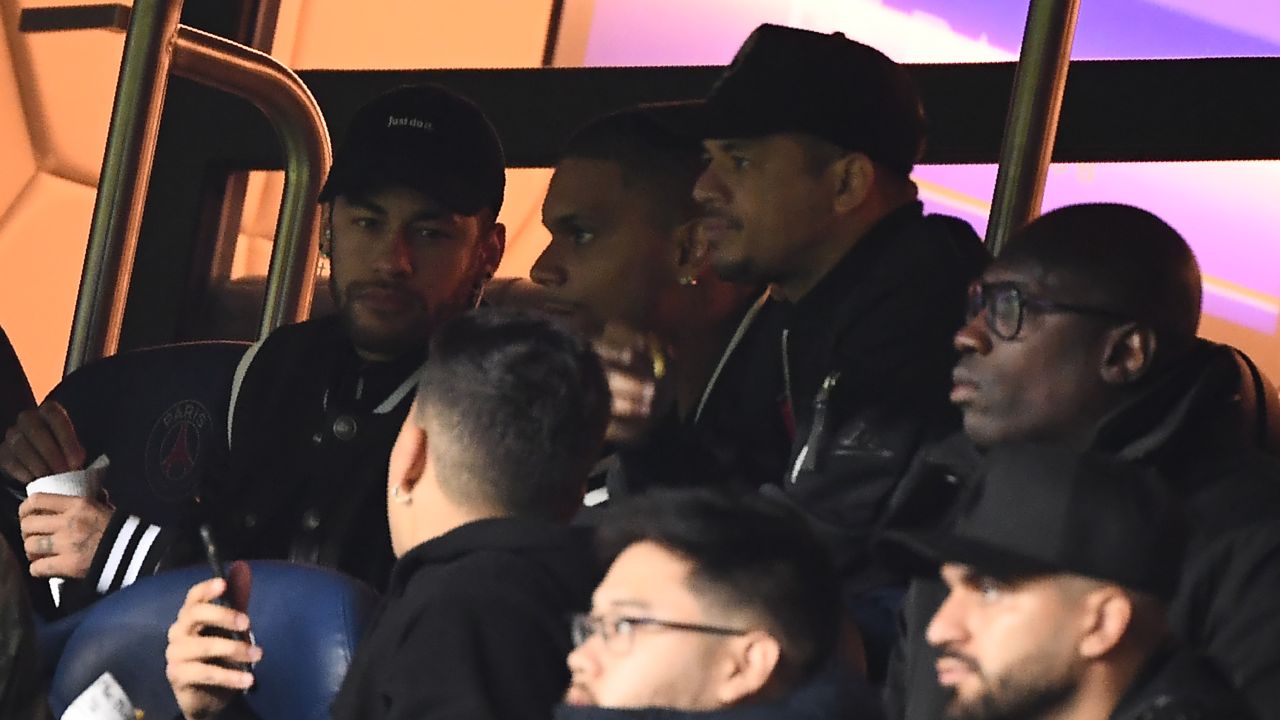 Neymar could only watch on from the stands due to injury.