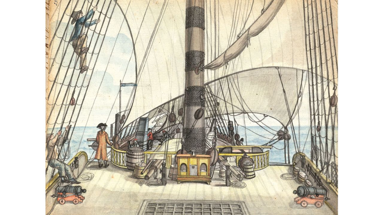Dutch pastor Jan Brandes drew this on board a ship in the West Indies in the late 1700s.