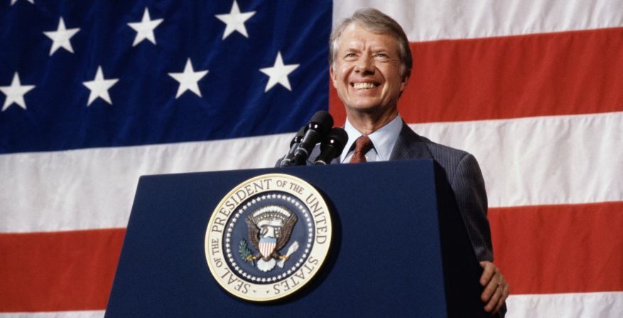Jimmy Carter, the 39th President of the United States, speaks in Elk City, Oklahoma, in 1979. Learn more about Carter's legacy with <a href="index.php?page=&url=https%3A%2F%2Fcnncreativemarketing.com%2Fproject%2Fjimmy-carter%2F" target="_blank" target="_blank">CNN Films' "Jimmy Carter: Rock and Roll President"</a> on January 3 at 9 p.m. ET/PT. 