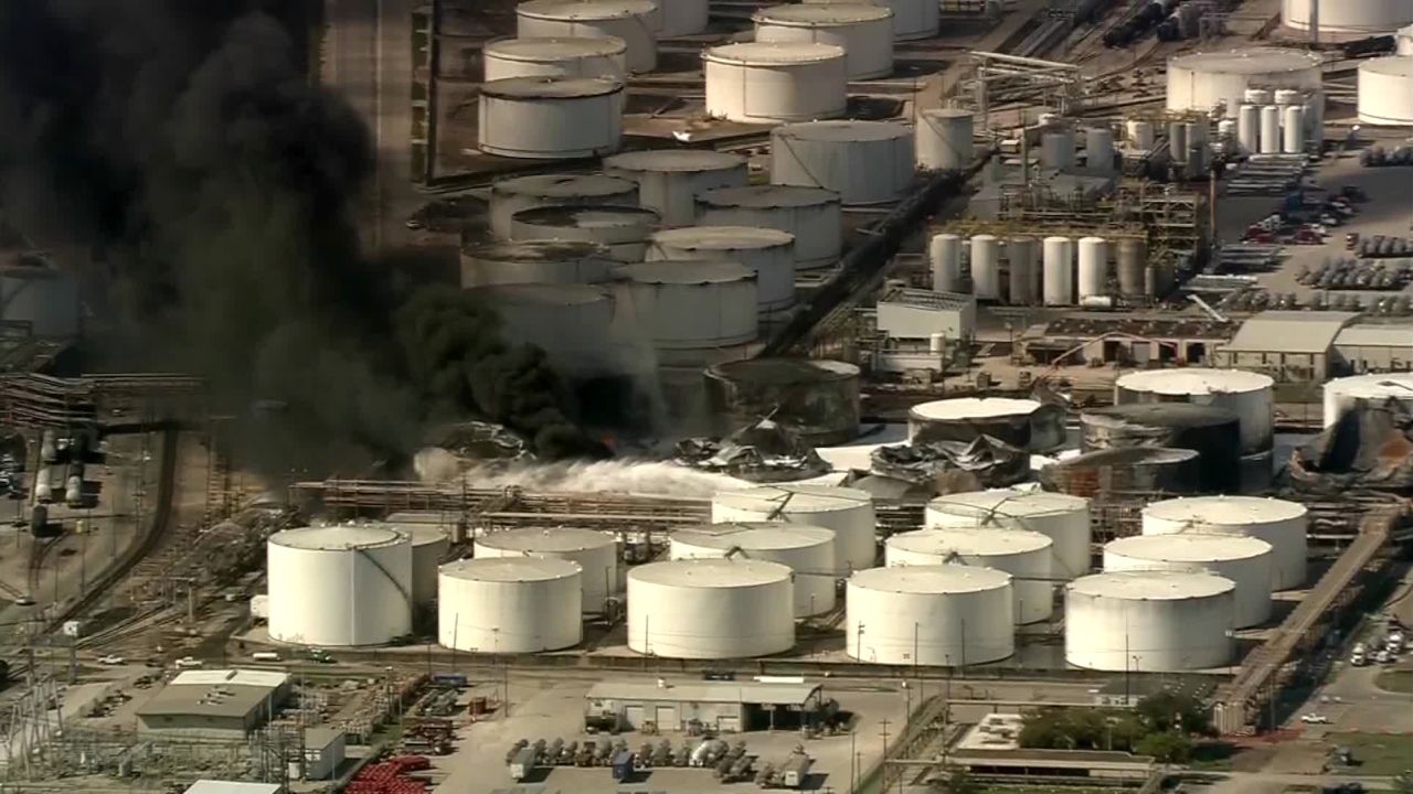 Emergency responders rush Friday to extinguish the latest flames in Deer Park, Texas.