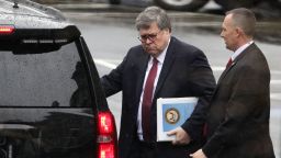 WASHINGTON, DC - MARCH 21:  U.S. Attorney General William Barr (L) leaves after a meeting at the West Wing of the White House March 21, 2019 in Washington, DC. Key law-enforcement officials in Washington are preparing for the release of the report by special counsel Robert Mueller.  (Photo by Alex Wong/Getty Images)
