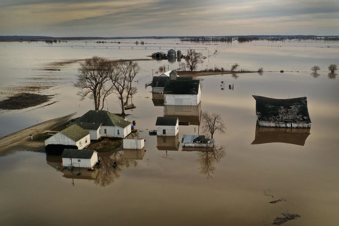 Floodwaters surround a farm in March 2019 near Craig, Missouri. Last year, Midwest states battled some of the worst floods the region has seen in decades.