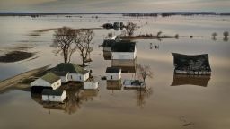 CRAIG, MISSOURI - MARCH 22:  Floodwater surrounds a farm on March 22, 2019 near Craig, Missouri. Midwest states are battling some of the worst floodings they have experienced in decades as rain and snowmelt from the recent "bomb cyclone" has inundated rivers and streams. At least three deaths have been linked to the flooding.  (Photo by Scott Olson/Getty Images)