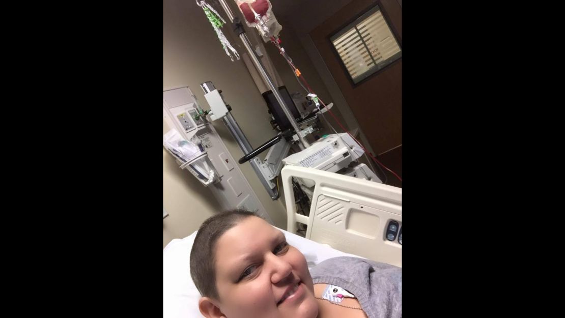 This picture shows Beth Wilson on the day of her transplant, January 21, 2016.