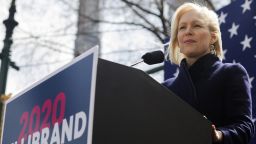 Sen. Kirsten Gillibrand, D-N.Y., speaks at the kickoff of her presidential campaign, Sunday, March 24, 2019, near the Trump International Hotel and Tower in New York. (AP Photo/Julius Constantine Motal)