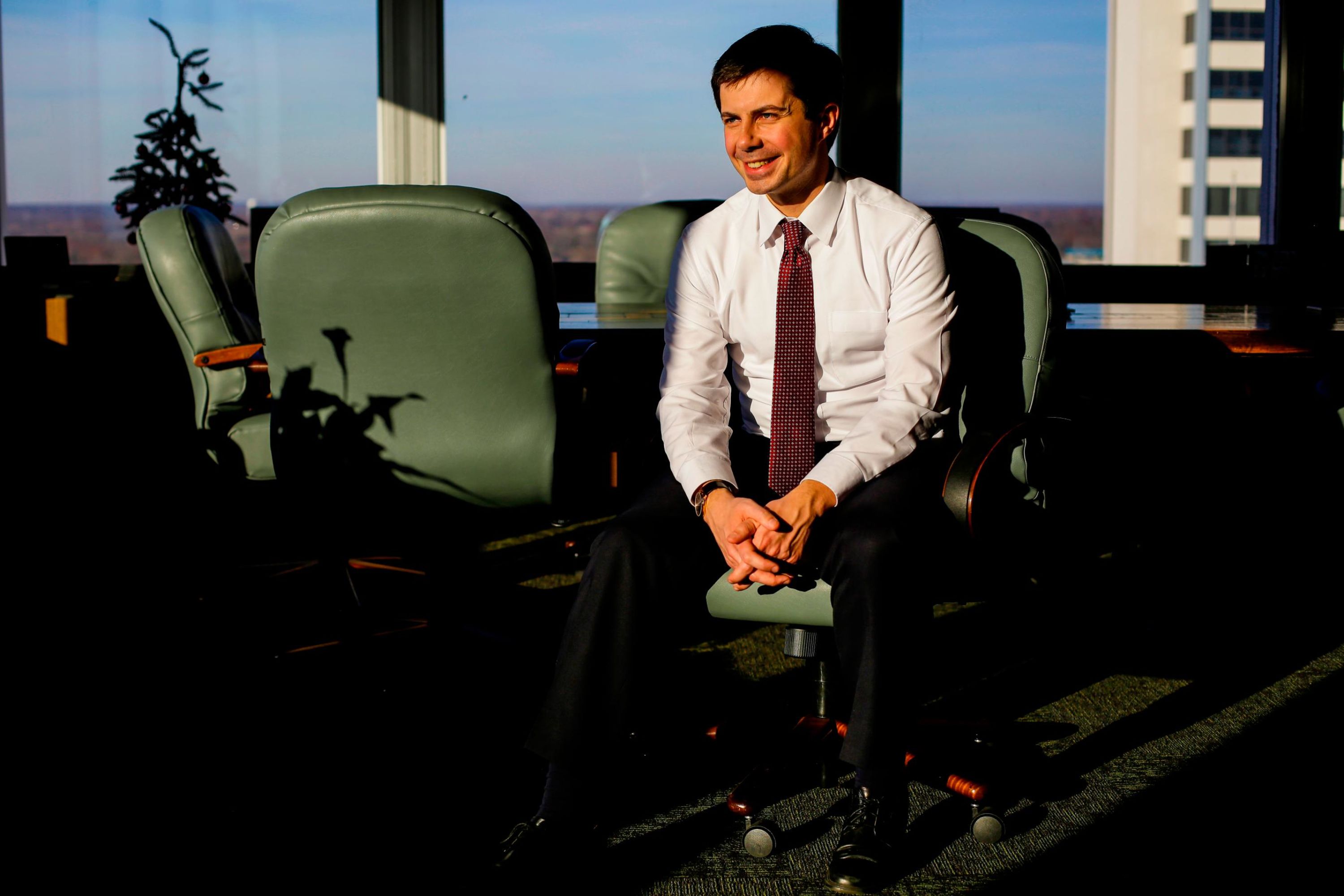 Pete Buttigieg, the former mayor of South Bend, Indiana, poses for a portrait at his office in December 2018.