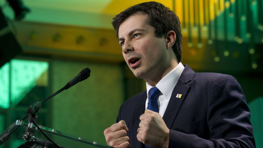 South Bend, Ind., Mayor Pete Buttigieg speaks during the U.S. Conference of Mayors winter meeting in Washington, Thursday, Jan. 24, 2019. (AP Photo/Jose Luis Magana)