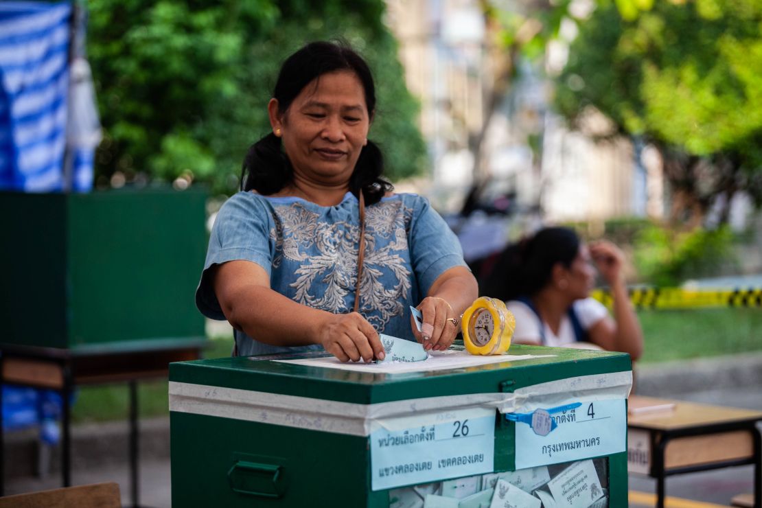 Thais vote on March 24 in Bangkok.