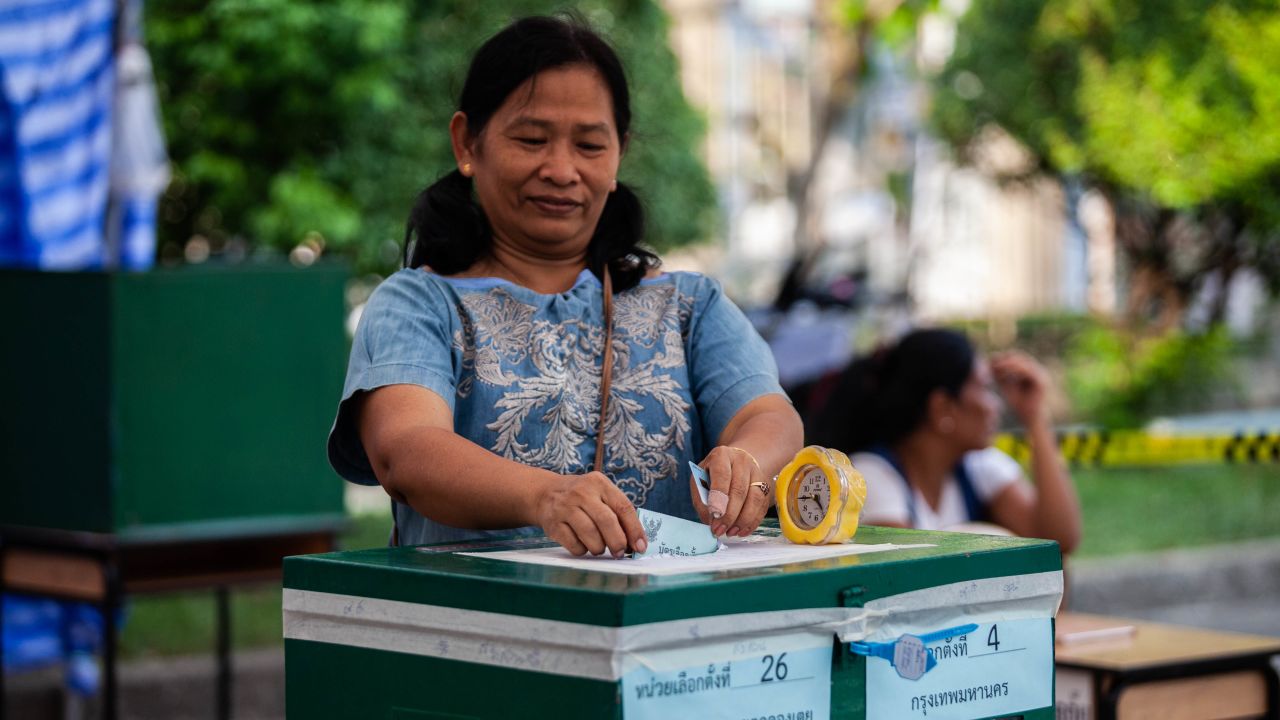 Thais vote on March 24 in Bangkok.
