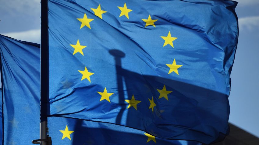 European flags flutter in the wind in front of the EU institutions in Brussels on March 7, 2019. (Photo by EMMANUEL DUNAND / AFP)        (Photo credit should read EMMANUEL DUNAND/AFP/Getty Images)