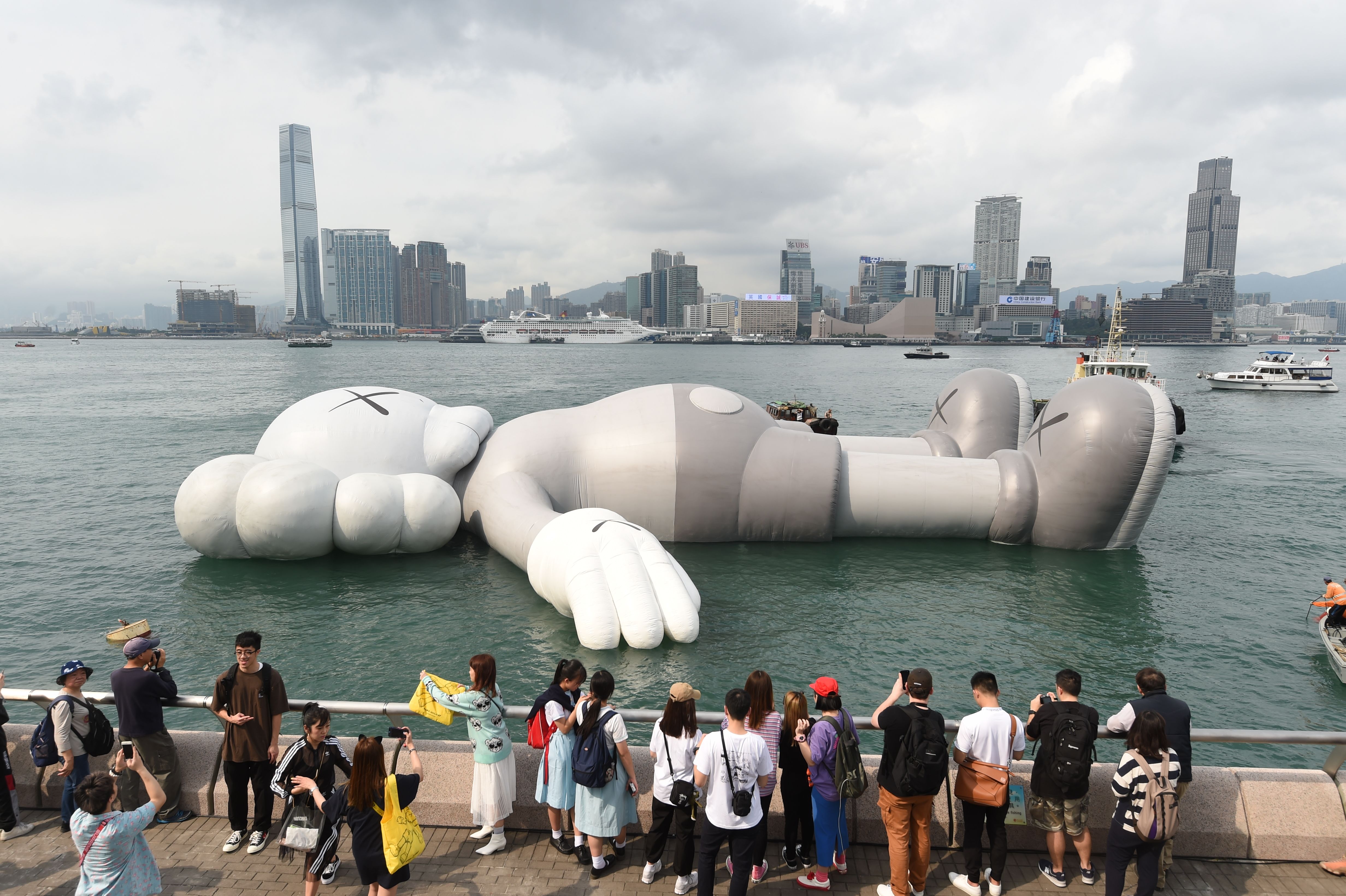 Enormous KAWS sculpture appears on Hong Kong waters