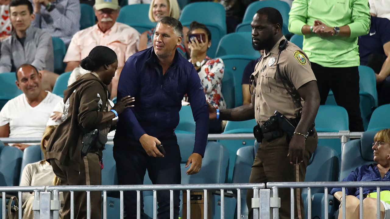 The spectator was then removed from the stands.