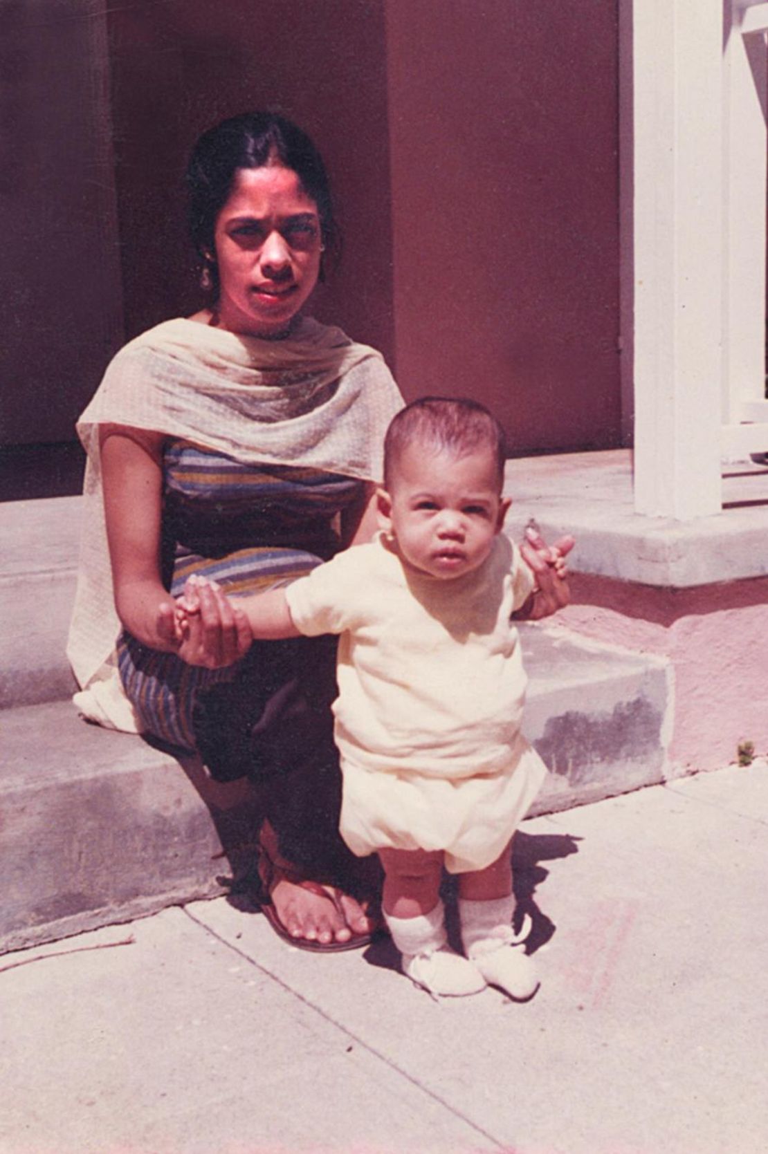 A young Harris is seen with her late mother, Shyamala Gopalan, in this photo that was posted on Harris' Facebook page in March 2017.