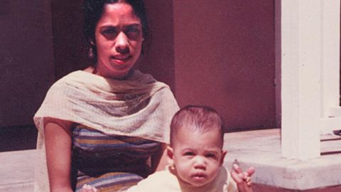 A photo of young Kamala Harris with her mother, Shyamala Gopalan, posted on Harris's Facebook page in March 2017.