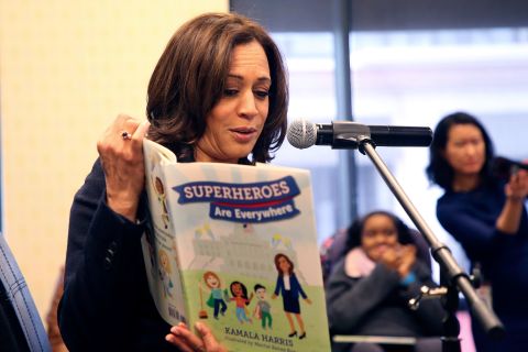Harris reads from her children's book "Superheroes Are Everywhere" during a book signing in Los Angeles in January 2019. She also released a memoir, "The Truths We Hold: An American Journey."
