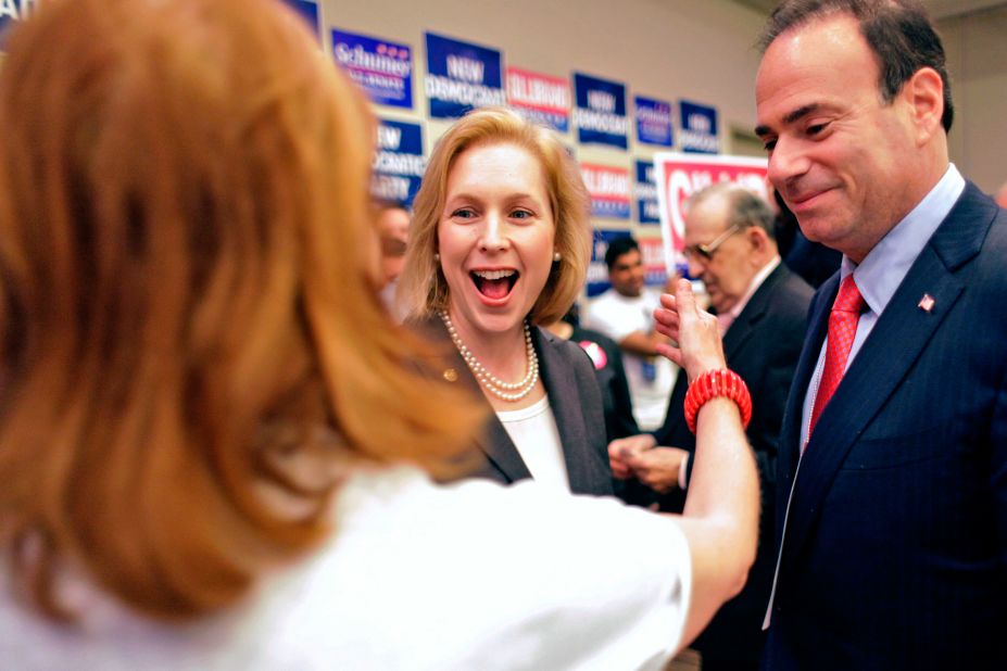 Gillibrand greets delegates during at a Democratic convention in New York in May 2010.
