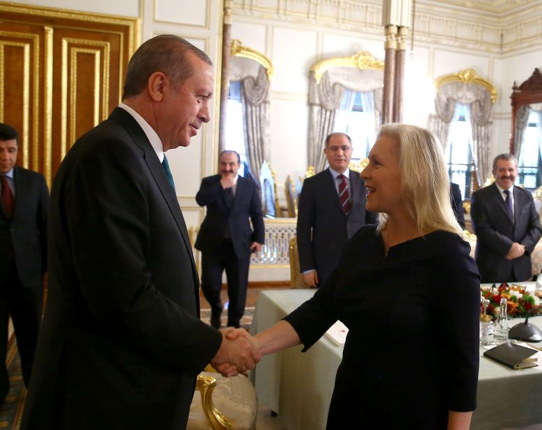 Gillibrand meets Turkish President Recep Tayyip Erdogan while in Istanbul in January 2016.