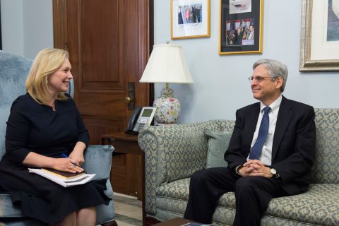 Gillibrand meets with Supreme Court nominee Merrick Garland in March 2016.