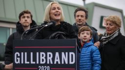 Surrounded by her family, Sen. Kirsten Gillibrand (D-NY) announces that she will run for president in 2020 outside the Country View Diner, January 16, 2019 in Troy, New York. Last night on The Late Show, Gillibrand told host Stephen Colbert that she has formed an exploratory committee for her White House run.
