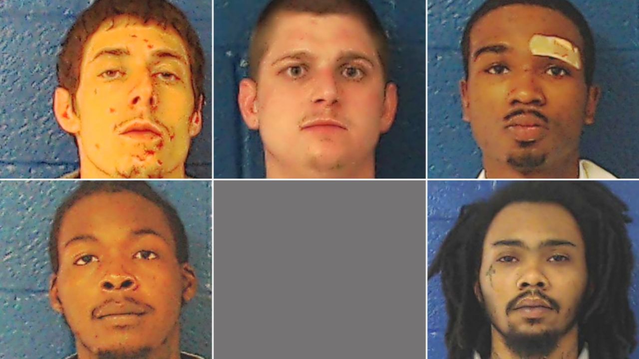 The inmates, clockwise from bottom left, are Raheem Horne, David Viverette, David Ruffin Jr., Keonte Murphy and Laquaris Battle.