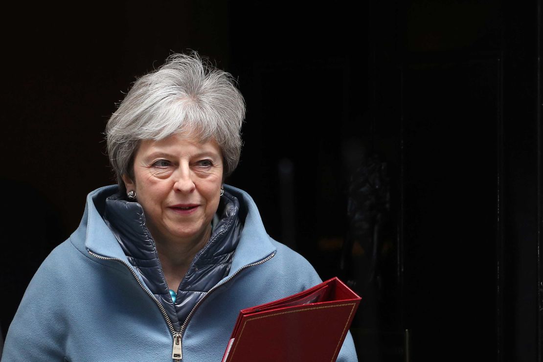 Britain's Prime Minister Theresa May leaves 10 Downing Street in London on March 25, 2019. 