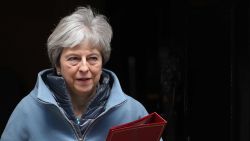 Britain's Prime Minister Theresa May leaves 10 Downing Street in London on March 25, 2019. - British Prime Minister T