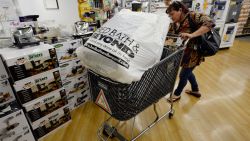 LOS ANGELES, CA - APRIL 10:  Customers carry bags from  Bed Bath & Beyond store on April 10, 2013 in Los Angeles, California. The home goods retailer is expected to release fourth-quarter earnings figures after the closing bell.  (Photo by Kevork Djansezian/Getty Images)
