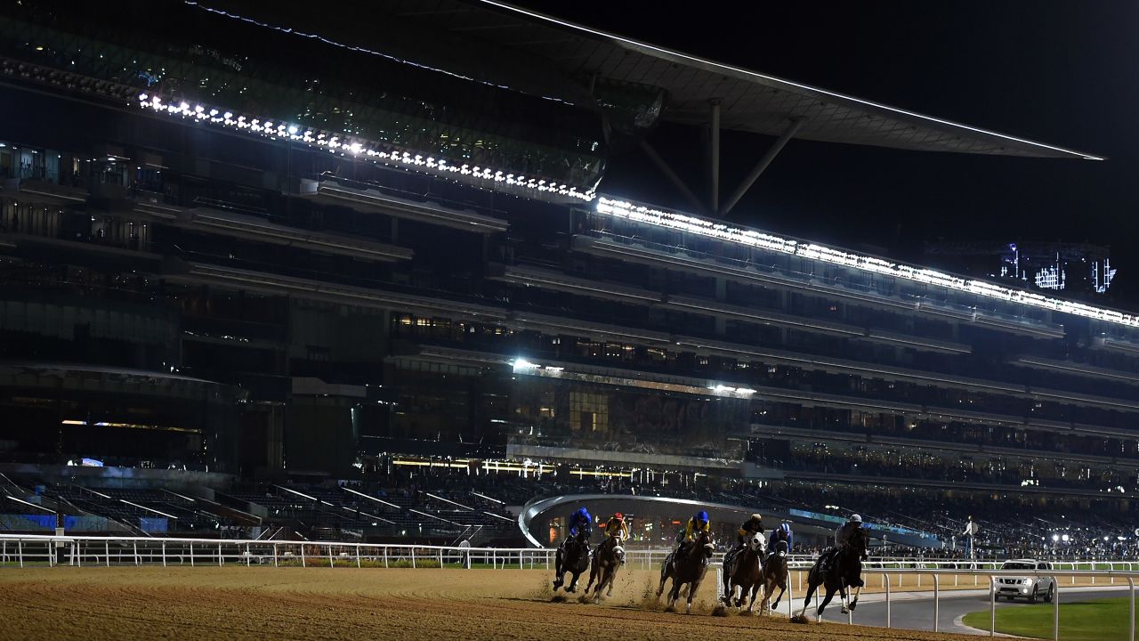 The Meydan Racecourse has an impressive grandstand that stretches for almost a mile.