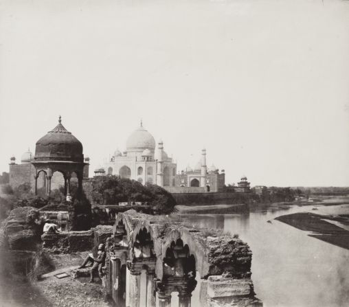A photograph from around 1860 shows ruins near the Taj Mahal. India was often depicted as a crumbling former empire in "need of intervention," according to Nathaniel Gaskell, co-author of the new book "Photography in India."