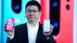Chinese Telecom equipment company Huawei Consumer Products division CEO Richard Yu speaks on stage during the presentation the new P30 smart-phone, in Paris, on March 26, 2019. (Photo by ERIC PIERMONT / AFP)        (Photo credit should read ERIC PIERMONT/AFP/Getty Images)