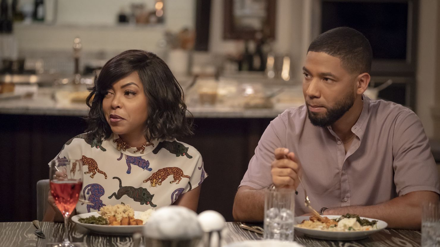 Jussie Smollett in a scene from "Empire" with co-star Taraji P. Henson.