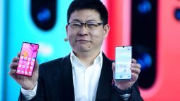 Chinese Telecom equipment company Huawei Consumer Products division CEO Richard Yu speaks on stage during the presentation the new P30 smart-phone, in Paris, on March 26, 2019. (Photo by ERIC PIERMONT / AFP)        (Photo credit should read ERIC PIERMONT/AFP/Getty Images)