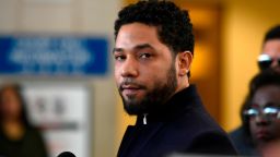 Actor Jussie Smollett talks to the media before leaving Cook County Court after his charges were dropped, Tuesday, March 26, 2019, in Chicago. (AP Photo/Paul Beaty)