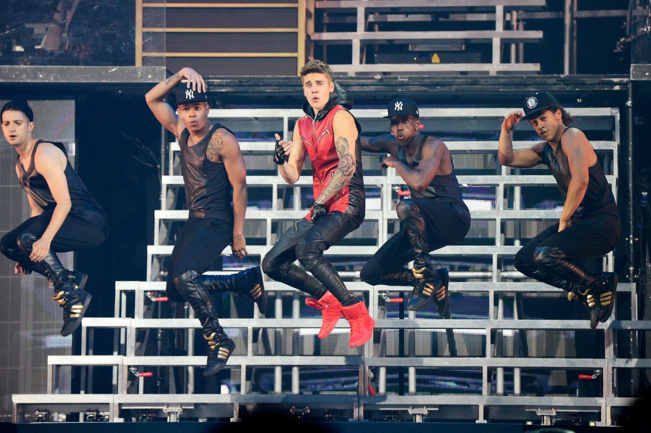 Bieber performs during his "Believe" concert tour in August 2013.
