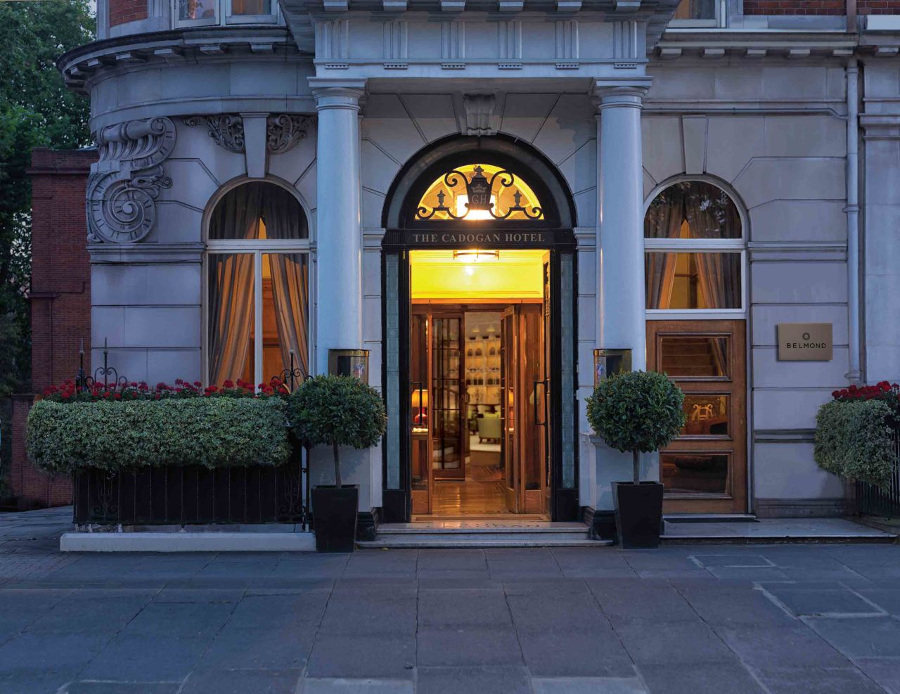 The hotel is located in London's Chelsea neighborhood, on the corner of Sloane and Pont Streets.