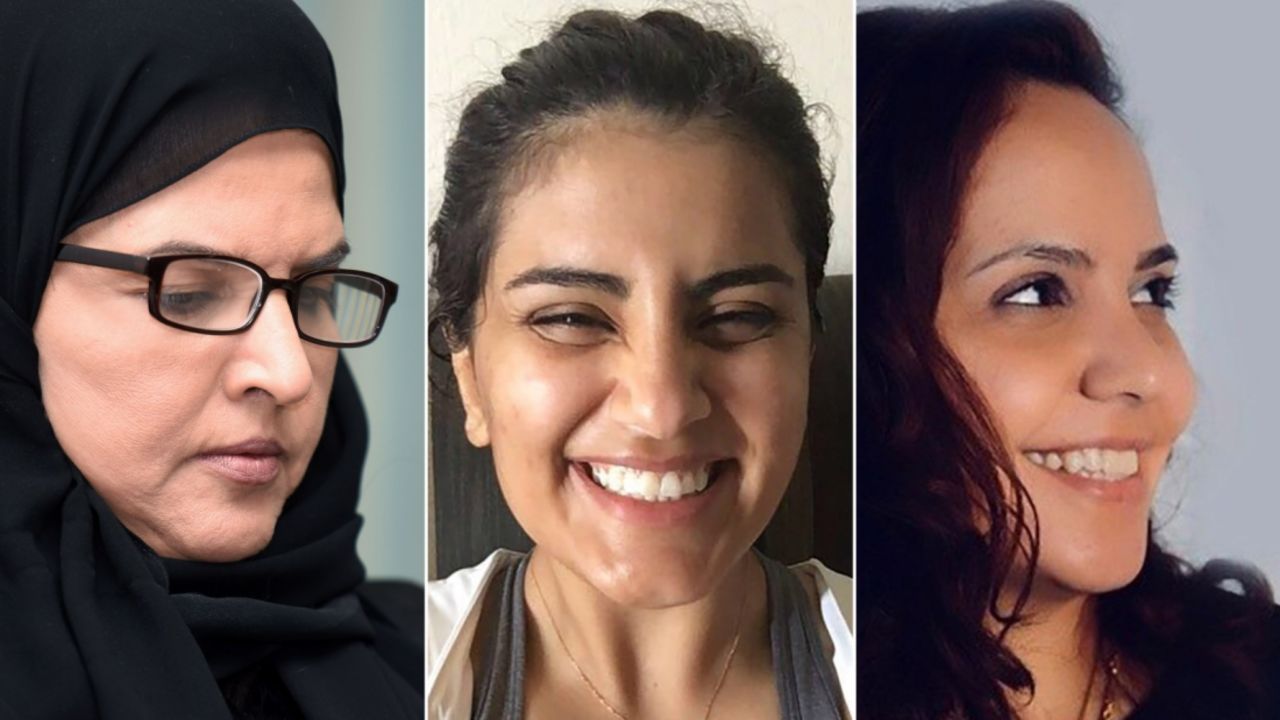 Saudi activists on trial, from left to right: Aziza al-Yousef, Loujain al-Hathloul, Eman al-Nafjan