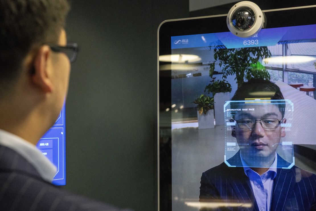 Xu Li, CEO of SenseTime, identified by the company's facial recognition system at a showroom in Beijing. SenseTime's image-identifying algorithms have made it the world's most valuable AI startup.