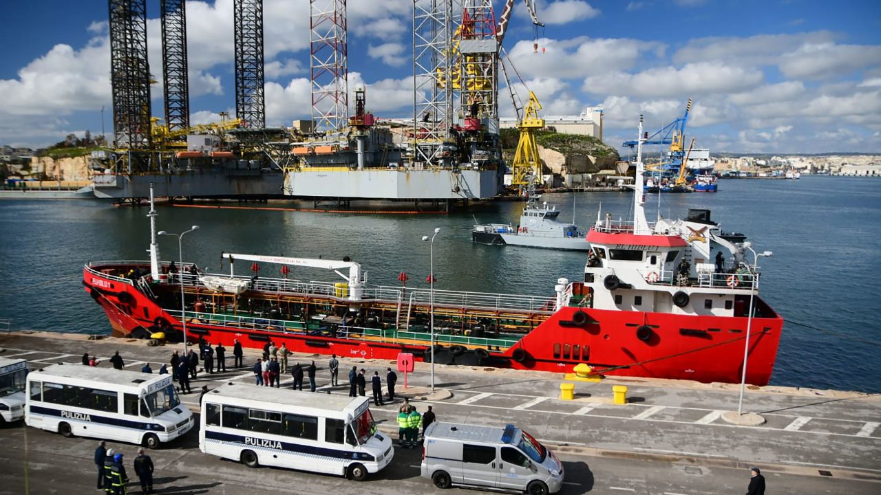 108 migrants were rescued by the tanker off the coast of Libya.