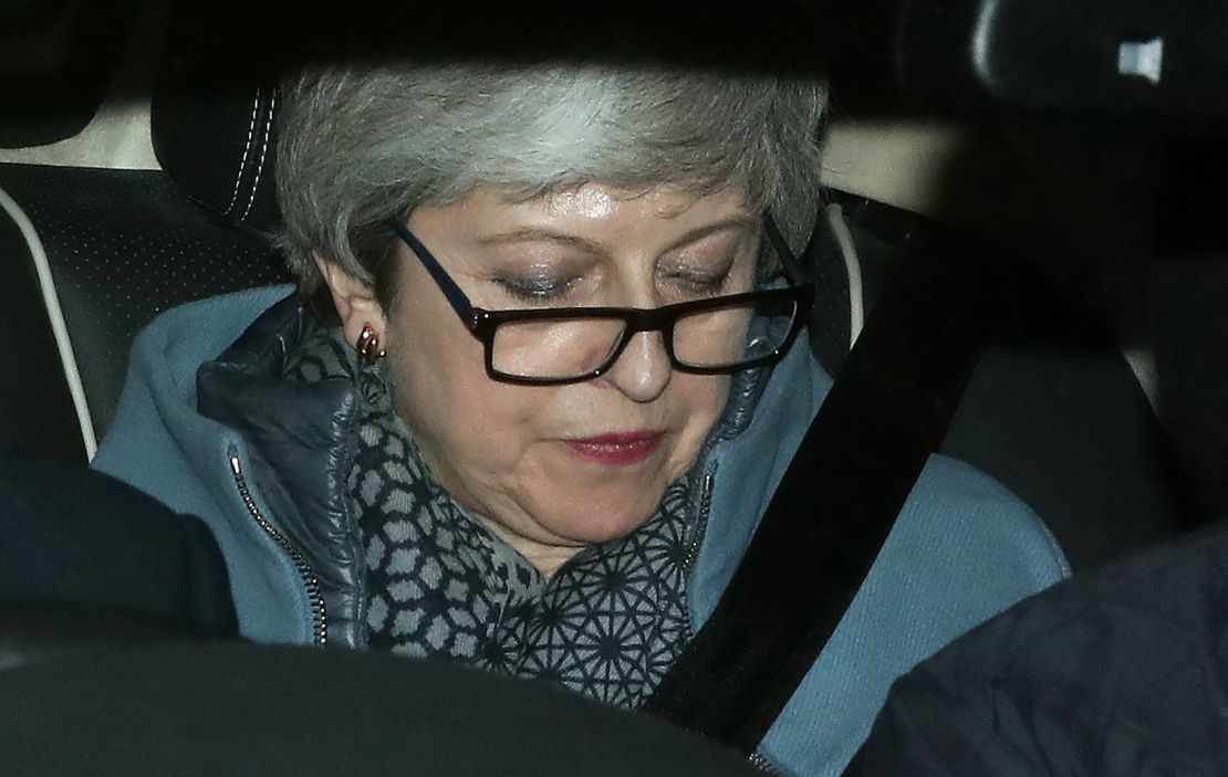 Britain's Prime Minister Theresa May arrives at the Houses of Parliament in Westminster, in central London on March 27, 2019. 