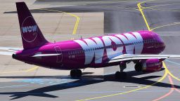 FRANKFURT,GERMANY-MAY09: WOW air TF-SIS Airbus A320 in the Frankfurt airport.WOW air is an Icelandic low-cost carrier focusing on transatlantic flights.