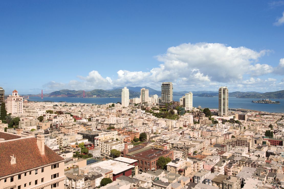 A view of San Francisco from one of the city's most elegant hotels, the Fairmont.