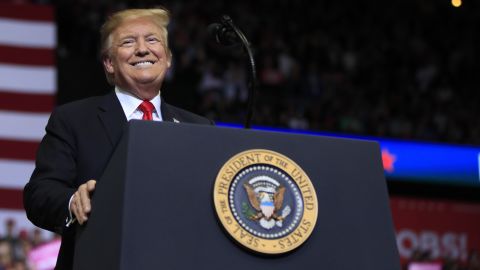 President Donald Trump speaks at a campaign rally in Grand Rapids, Mich., Thursday, March 28, 2019. (AP Photo/Manuel Balce Ceneta)