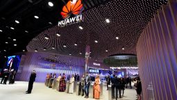 L´HOSPITALET, CATALONIA, SPAIN - 2019/02/27: A view of the Conference headquarters of Huawei at the Mobile World Congress 2019 in Barcelona. (Photo by Ramon Costa/SOPA Images/LightRocket via Getty Images)