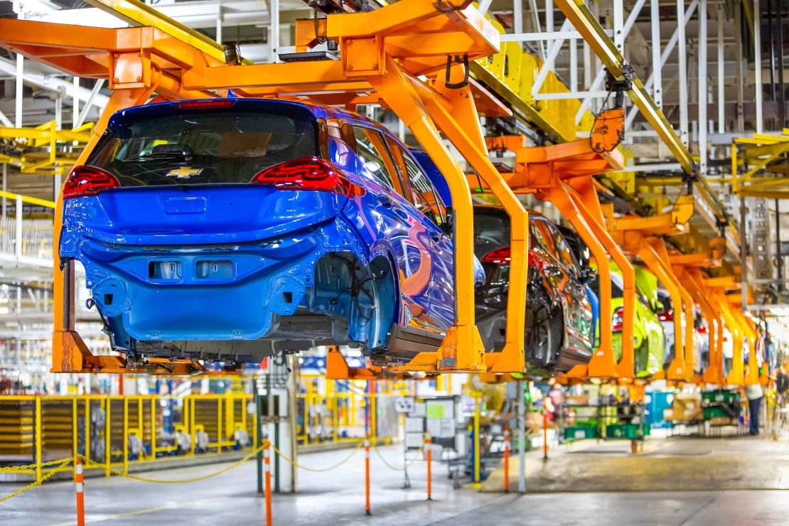 GM's electric car response to Tesla — the Chevrolet Bolt — is produced in its plant in Orion Township, Michigan. 