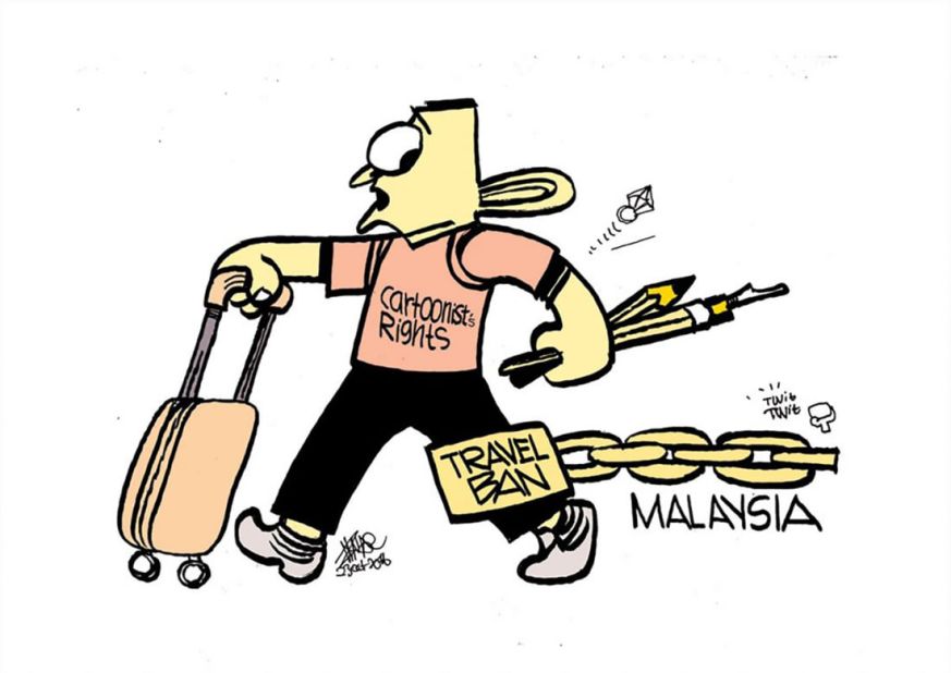 In the last year of Najib's rule, Zunar was banned from leaving the country.